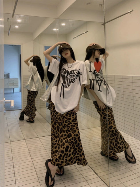 Latest Trendy Animal Print Satin A-Line Skirts